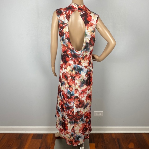 HAUTE HIPPIE FLORAL PRINT HIGH-LOW CHIFFON DRESS - Picture 6 of 7